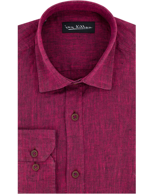Fuchsia Yarn Dyed Linen Shirt